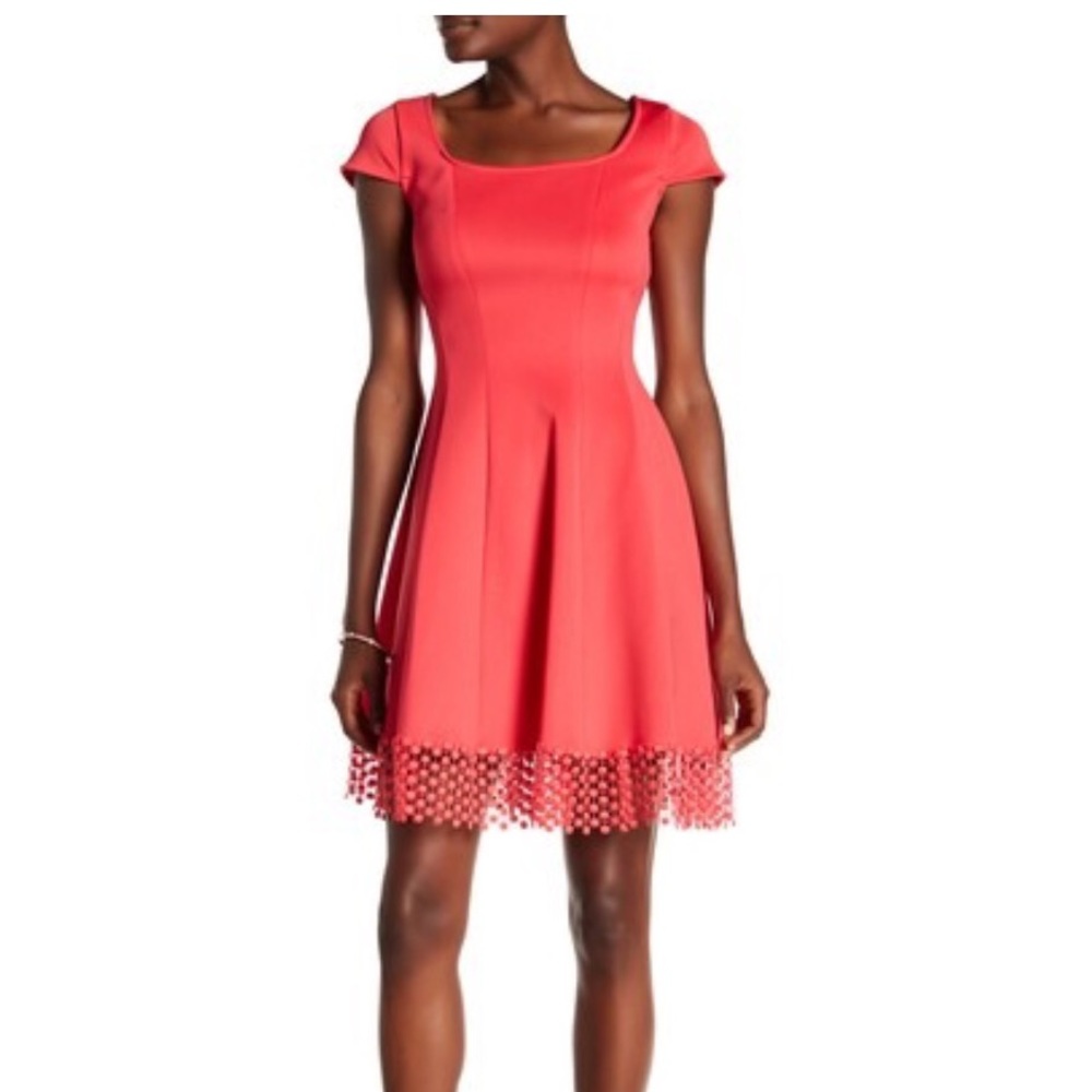 •Donna Ricco• Watermelon Pleated A-Line Dress